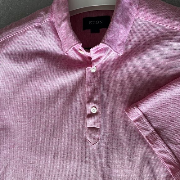Eton Oxford Pique Contemporary Fit Popover Shirt Pink L - Picture 6 of 15